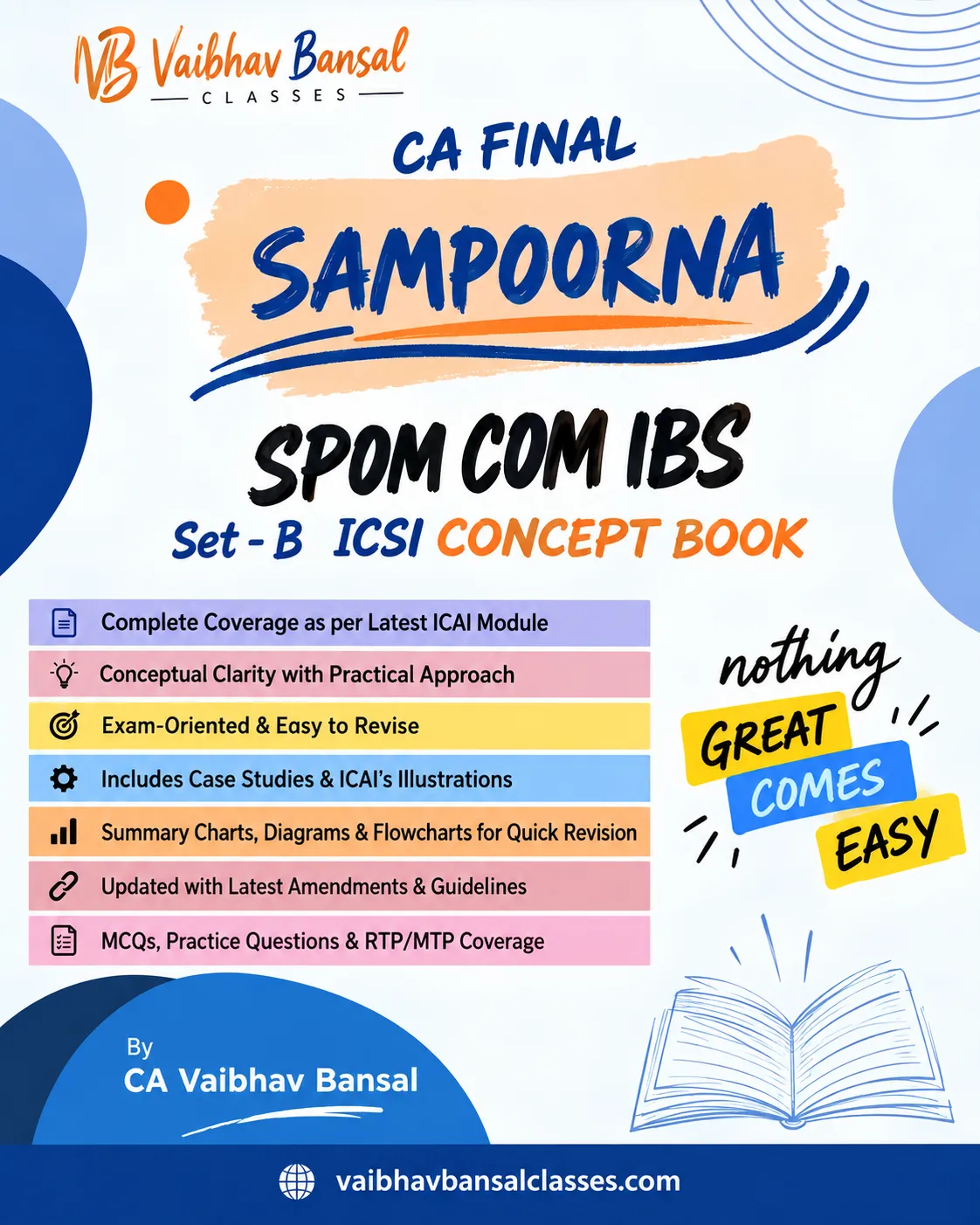 SCPM Set B and IBS Costing Concept Book and QB | CA Final SPOM - Sampoorna